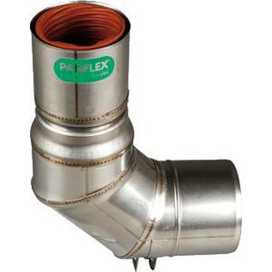 Bocht 60mm RVS 90° Ineen met adapter