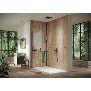 Inloopdouche Select+ 1200x2000mm Black helder glas Anti-P. 10mm incl. Shelf