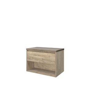 Set Proline Top afdekplaat en onderkast 1x lade+schap raw oak 80x46cm