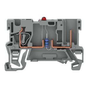 1-draads/1-pins modulebasisklem LED rood DC 24V grij VVE=100
