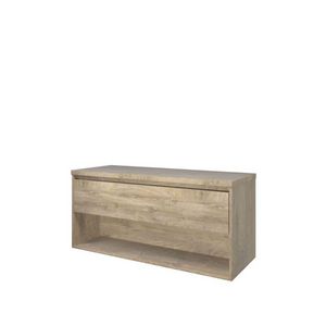 Set Proline Top afdekplaat en onderkast 1x lade+schap raw oak 120x46cm