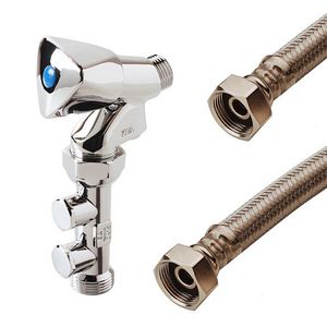 Cv-vulcombi QCT-EA 1/2" bu.dr. x 3/4" bu.dr. DN15 PN10 afsluitbaar met veiligheidsslang 3/4"wartel x 3/4"wartel L=1500 mm
