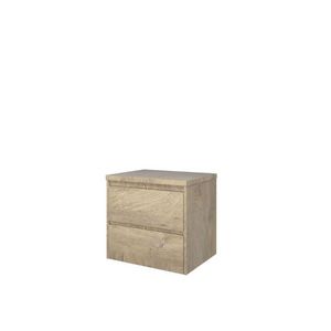 Set Proline Top afdekplaat en onderkast symmetrisch raw oak 60x46cm