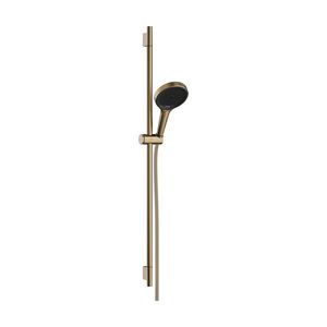Rainfinity Doucheset 130 3 straalsoorten EcoSmart met glijstang S Puro 90cm push-schuifstuk en Designflex textiel doucheslang Brushed Bronze