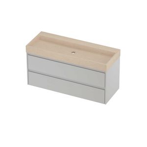 Evoli Set hardsteen Loft wastafel centraal zonder kraangat en onderkast symmetrisch 1200x460x620mm Sand stone/glans wit