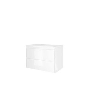 Set Proline Top afdekplaat en onderkast symmetrisch glans wit 80x46cm