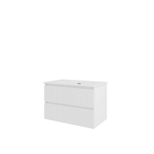 Porselein wastafel zonder kraangat onderkast symmetrisch 800X460X540 glans wit / glans wit