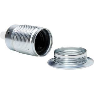 Lamphouder E27 metaal met trekontlasting ring chroom VVE=10