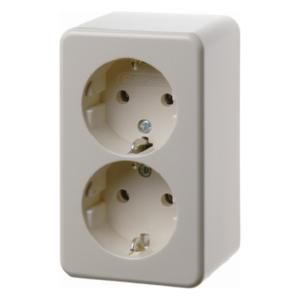 Wandcontactdoos RA 2-v steekklemmen opbouwserie wit