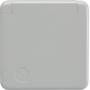 Wandcontactdoos RA klapd. en volle afdekplaat IP44 inb grijs