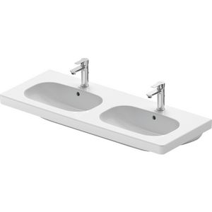 D-CODE #034812 dubbele wastafel 1200mm wit kraangaten per wasbak: 1 met overloop