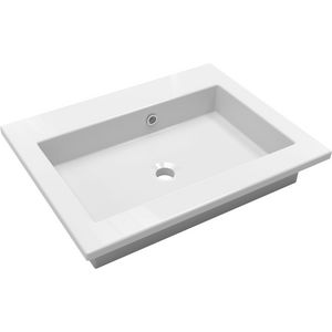 Wastafel AMARO 60cm kunstmarmer wit zonder kraangat (cast marble)
