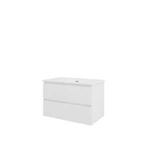 Porselein wastafel 1 kraangat onderkast symmetrisch 800X460X540 glans wit / glans wit