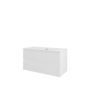 Porselein wastafel zonder kraangat onderkast symmetrisch 1000X460X540 mat wit / glans wit