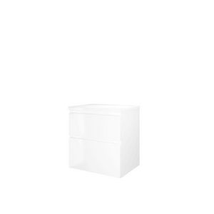 Set Proline Top afdekplaat en onderkast asymmetrisch glans wit 60x46cm