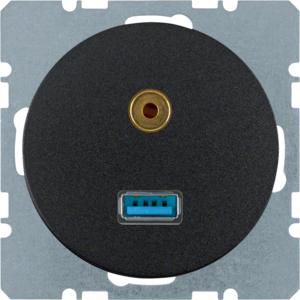USB/audio 35mm mini-Jack wcd berker R.1/R.3/R.8 zwart