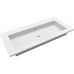 Wastafel AMARO 100cm kunstmarmer wit zonder kraangat (cast marble)