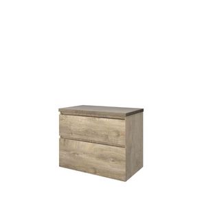 Set Proline Top afdekplaat en onderkast asymmetrisch raw oak 80x46cm
