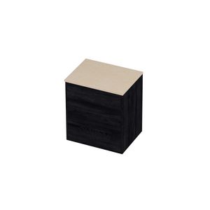 Deck Set Top afdekplaat hardsteen en onderkast tbv grepen 2 laden a-symmetrisch in kader 600x460x670mm Sand stone/Black oak