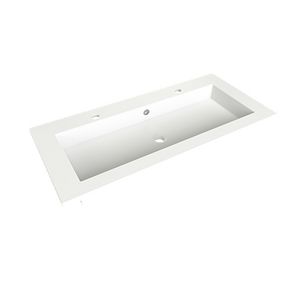 Wastafel AMARO 100cm kunstmarmer wit 2x kraangat (cast marble)