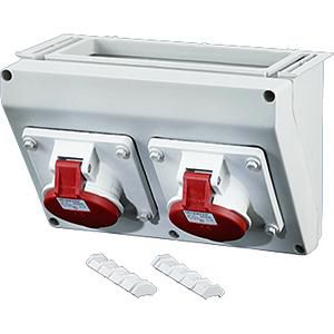 c.box Wandmaat 2 2x16A 5p 400V 6h CEE Breedte 270 mm