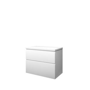 Set Proline Top afdekplaat en onderkast asymmetrisch mat wit 80x46cm