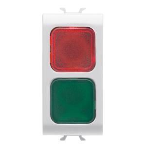 DOUBLE INDICATOR LAMP-RED/GREEN-1 MODULE-SATIN WHITE -