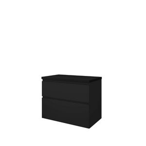 Set Proline Top afdekplaat en onderkast asymmetrisch mat zwart 80x46cm