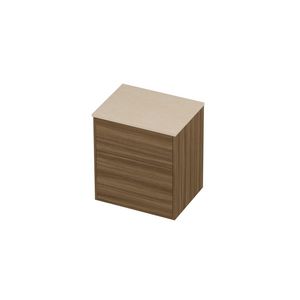 Deck Set Top afdekplaat hardsteen en onderkast tbv grepen 2 laden a-symmetrisch in kader 600x460x670mm Sand stone/Caramel walnut