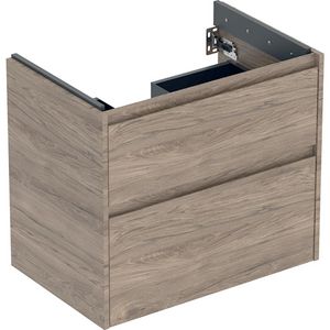onderkast voor wastafel 2x la 69.3x60.6x44.6cm Breedte wastafel=75cm walnoot hickory / Melamine houtstructuur