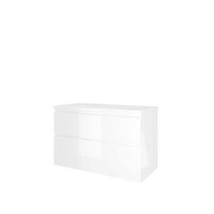 Set Proline Top afdekplaat en onderkast asymmetrisch glans wit 100x46cm