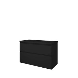 Set Proline Top afdekplaat en onderkast asymmetrisch mat zwart 100x46cm