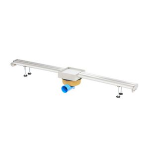 Sleufgoot koppelbaar RVS 1000x50mm inlaatsleuf 8mm met uitlaat 50mm (tegelput)