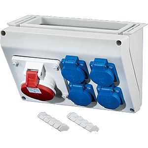 c.box W.maat 2 1x16A 5p 400V CEE +2x16A 2p+PE Schuko B=270