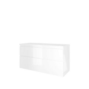 Set Proline Top afdekplaat en onderkast asymmetrisch glans wit 120x46cm
