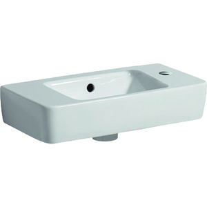 Renova Compact wastafel 50x25cm kraangat rechts met overloop wit afleg L+R Keratect