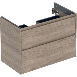 onderkast voor wastafel 2x la 84.6x60.6x44.6cm Breedte wastafel=90cm walnoot hickory / Melamine houtstructuur