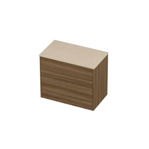 Deck Set Top afdekplaat hardsteen en onderkast tbv grepen 2 laden a-symmetrisch in kader 800x460x670mm Sand stone/Caramel walnut