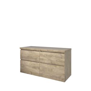 Set Proline Top afdekplaat en onderkast 4 ldn asymmetrisch raw oak 120x46cm