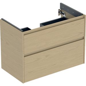 onderkast voor wastafel 2x la 84.6x60.6x44.6cm Breedte wastafel=90cm eik naturel / Melamine houtstructuur