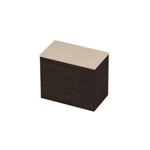 Deck Set Top afdekplaat hardsteen en onderkast tbv grepen 2 laden a-symmetrisch in kader 800x460x670mm Sand stone/Mokka oak
