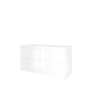 Set Proline Top afdekplaat en onderkast 4 ldn asymmetrisch glans wit 120x46cm