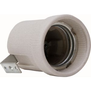 Lamphouder E27 keramiek glad met beugel beige/wit VVE=10