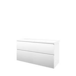 Set Proline Top afdekplaat en onderkast 4 ldn asymmetrisch mat wit 120x46cm