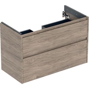 onderkast voor wastafel 2x la 94.8x60.6x44.6cm Breedte wastafel=100cm walnoot hickory / Melamine houtstructuur