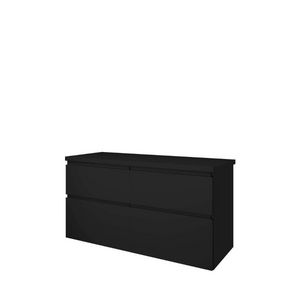 Set Proline Top afdekplaat en onderkast 4 ldn asymmetrisch mat zwart 120x46cm