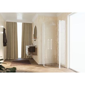 Douchecab. Young R 100 Ver.97,5-99,5Cm Aqua Wit Mat