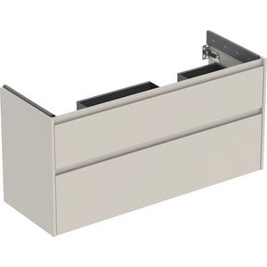 onderkast voor dubbele wastafel 2x la 124.6x60.6x44.6cm Breedte wastafel=130cm zandgrijs / gelakt zijdemat
