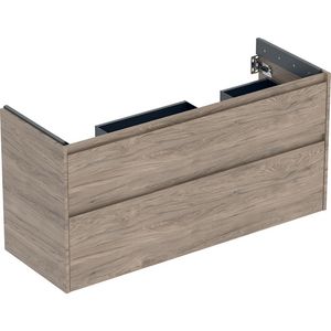 onderkast voor dubbele wastafel 2x la 124.6x60.6x44.6cm Breedte wastafel=130cm walnoot hickory / Melamine houtstructuur