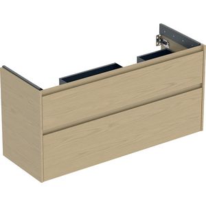 onderkast voor dubbele wastafel 2x la 124.6x60.6x44.6cm Breedte wastafel=130cm eik naturel / Melamine houtstructuur